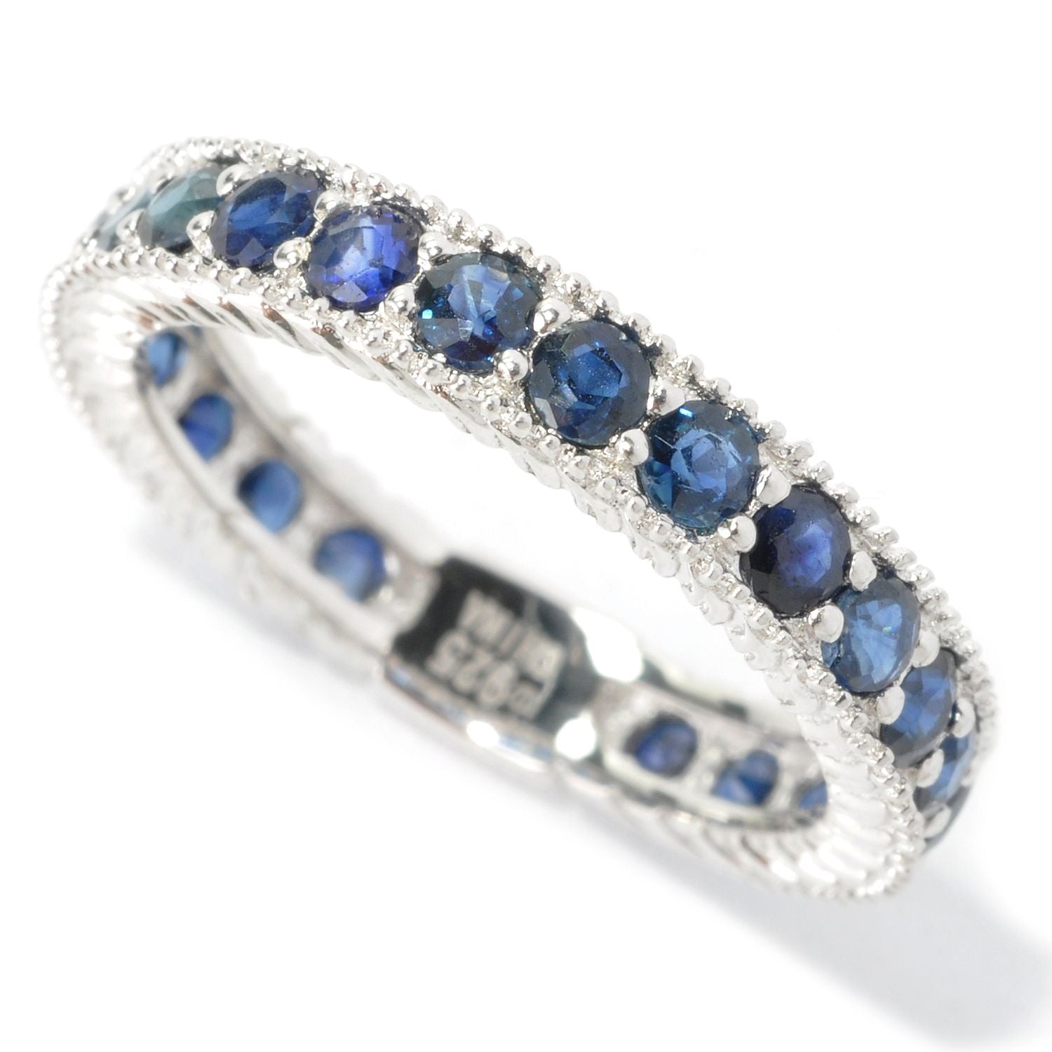 Pinctore Silver 1.91ctw Blue Sapphire Ring - pinctore