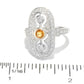 Sterling Silver 1.32Ctw Yellow Sapphire & White Cz Ring - Pinctore