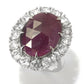 925 Sterling Silver Indian Ruby, White Natural Zircon Ring - Pinctore