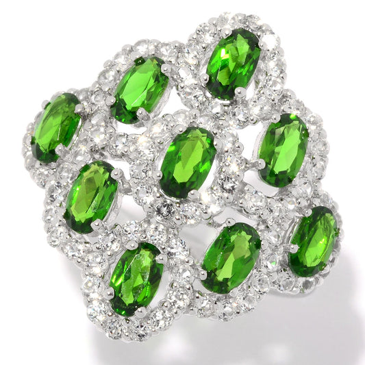 Pinctore Sterling Silver 4.09ctw Chrome Diopside Ring - pinctore