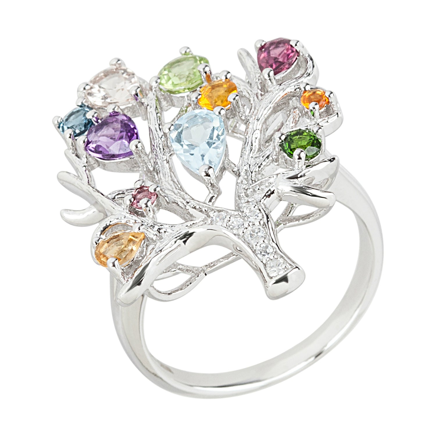 925 Sterling Silver Multi Stone Ring - Pinctore