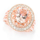 Pinctore 18K Rose Gold Over Silver 3.84ctw Morganite Cocktail Ring - pinctore