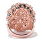 Pinctore 18K Rose Vermeil 3.5ctw Morganite & Black Spinel Flower Dome Ring - pinctore