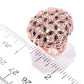 Pinctore 18K Rose Vermeil 3.5ctw Morganite & Black Spinel Flower Dome Ring - pinctore