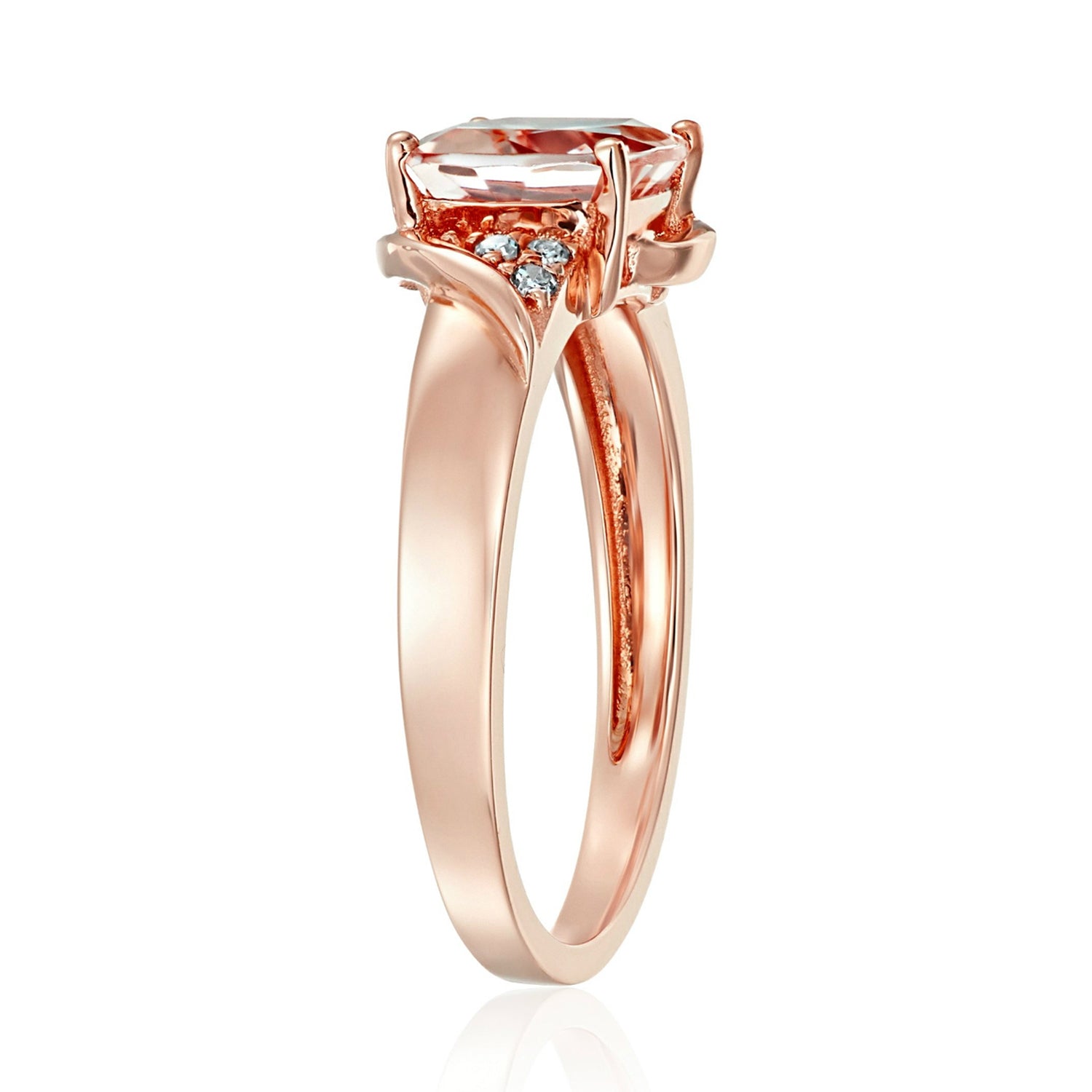 Pinctore 14k Rose Gold Morganite, Diamond Cushion Engagement Ring - pinctore