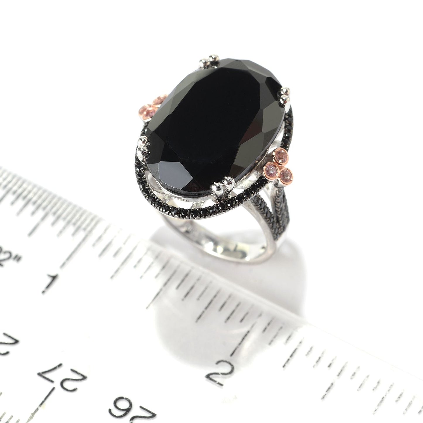 925 Sterling Silver Black Spinel, Pink Tourmaline Ring - Pinctore