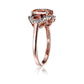 14k Rose Gold Morganite, Pink Tourmaline and Diamond 3-Stone Halo Engagement Ring (1/6cttw, H-I Color, I1-I2 Clarity), - pinctore