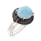 925 Sterling Silver Milky Aquamarine, Black Spinel Ring - Pinctore