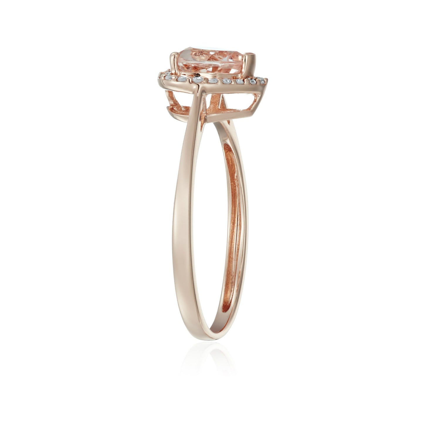 10k Rose Gold Morganite and Diamond Solitaire Heart Halo Engagement Ring (1/10cttw, H-I Color, SI1-SI2 Clarity), - pinctore