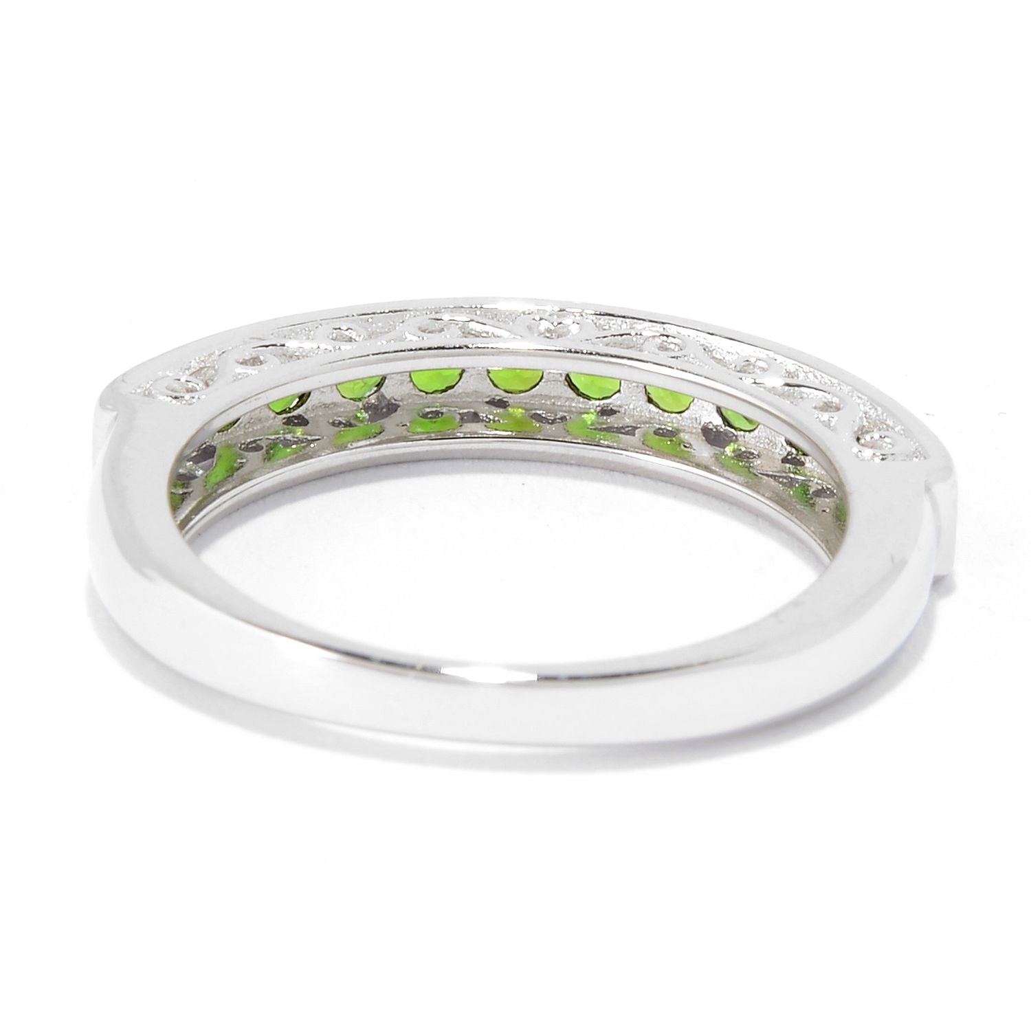 Rhodium Over Sterling Silver 0.45Ctw Chrome Diopside Ring - Pinctore
