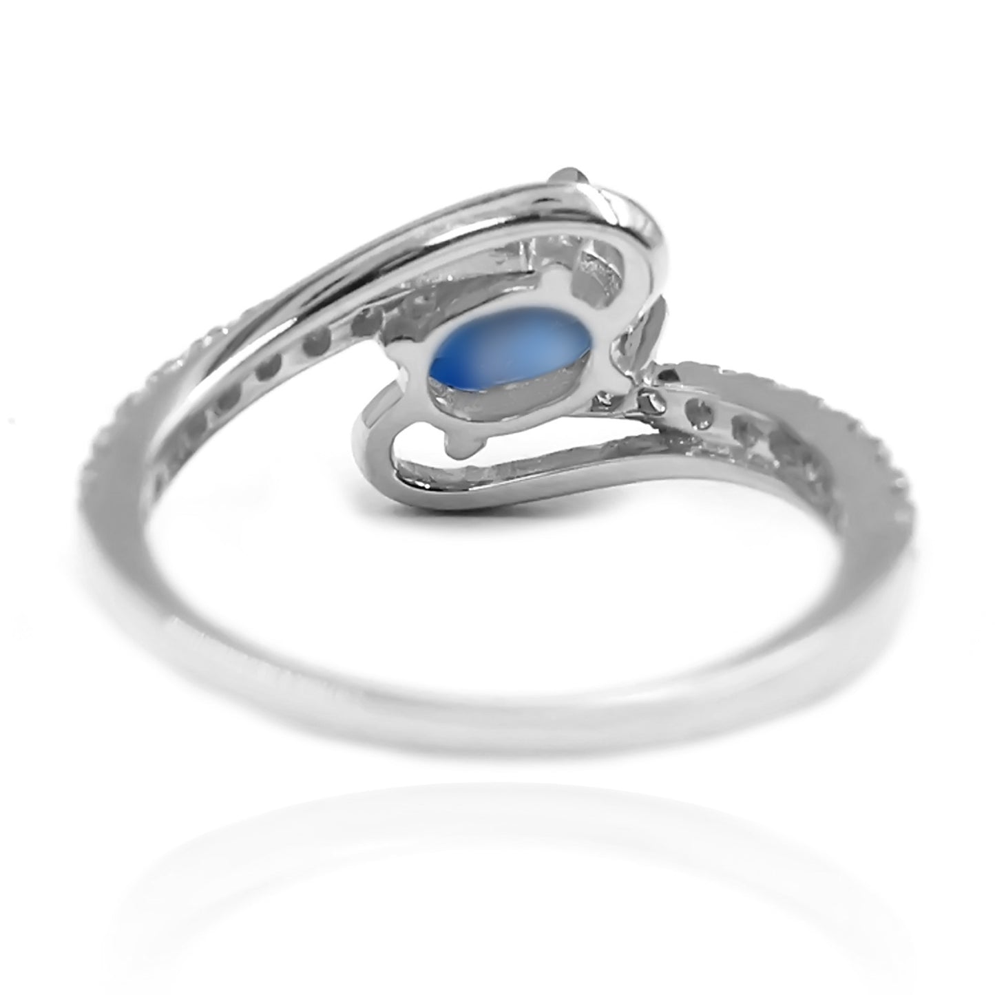 925 Sterling Silver Blue Sapphire, White Topaz Ring - Pinctore