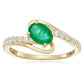 925 Sterling Silver Sakota Emerald, White Topaz Ring - Pinctore