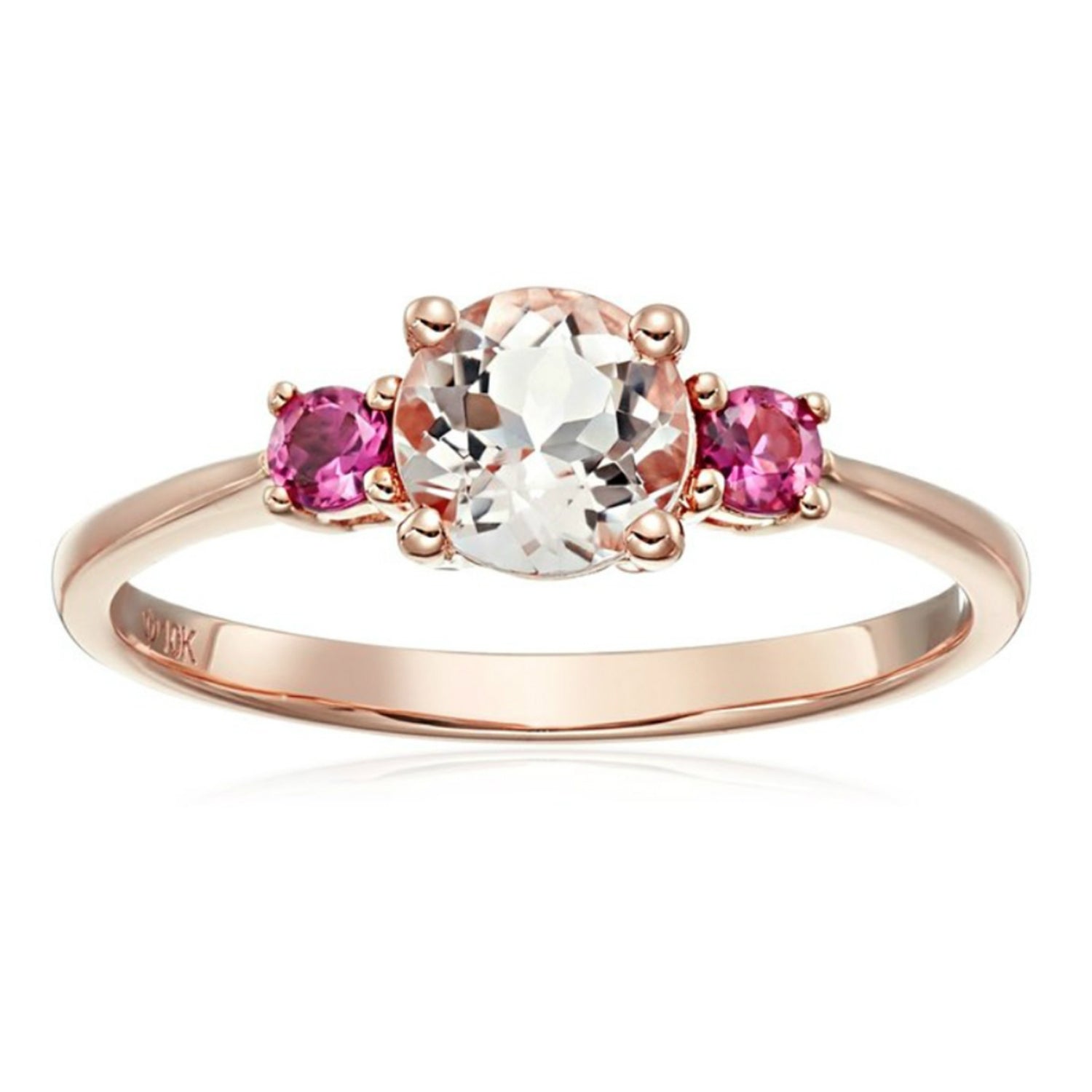 10k Rose Gold Morganite and Pink Tourmaline Solitaire Engagement Ring - pinctore