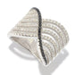 925 Sterling Silver Black Spinel, White Topaz Ring - Pinctore