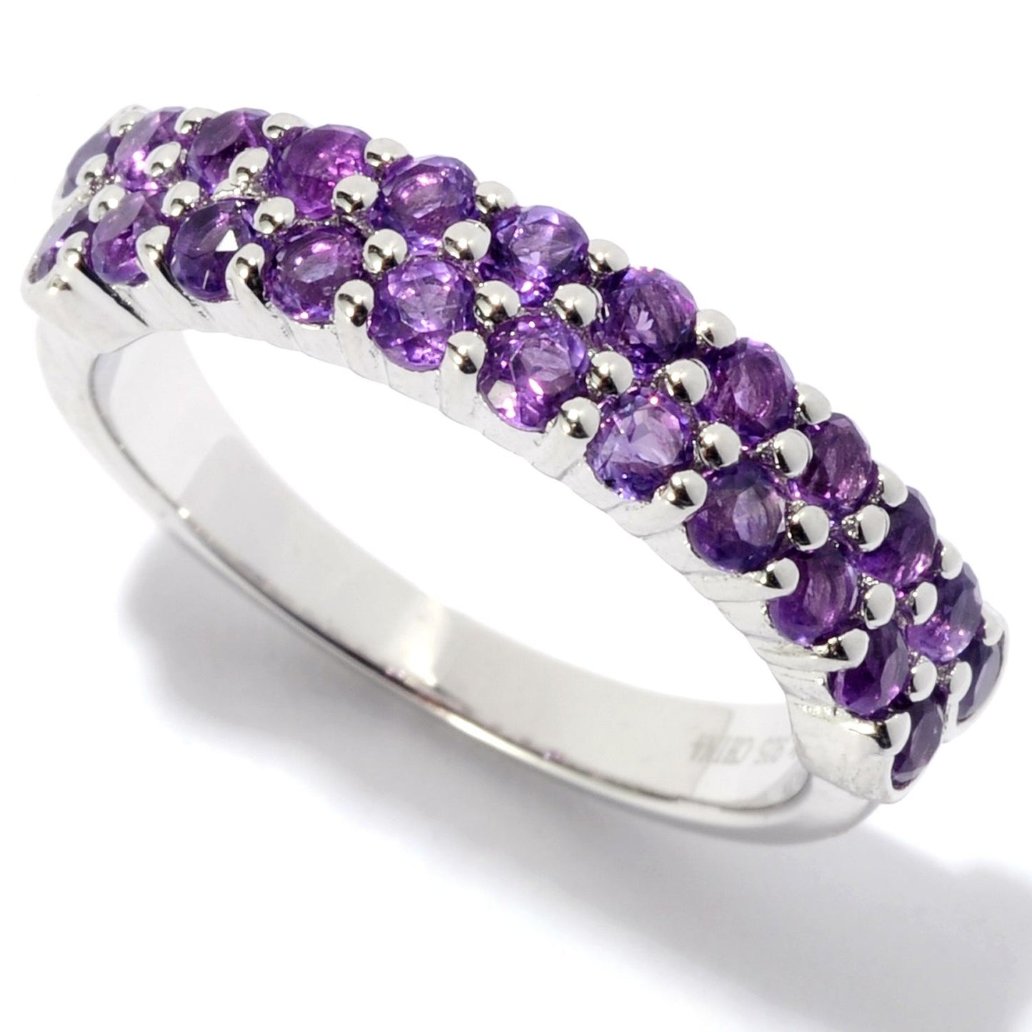 Pinctore Rhodium Over Sterling Silver 1ctw African Amethyst Band Ring - pinctore