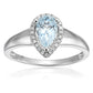 10k White Gold Aquamarine and Diamond Princess Diana Pear Halo Engagement Ring (1/10cttw, H-I Color, I1-I2 Clarity), - pinctore