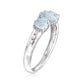 Sterling Silver Aquamarine, Diamond Accent 3-Stone Oval Ring - Pinctore