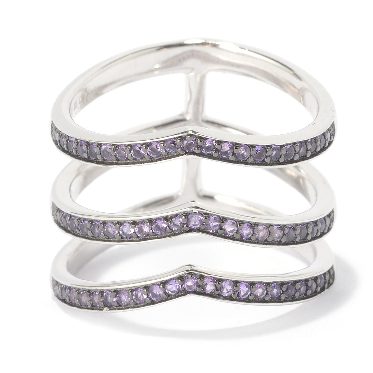 Rhodium Over Sterling Silver 0.3Ctw African Amethyst Ring - Pinctore