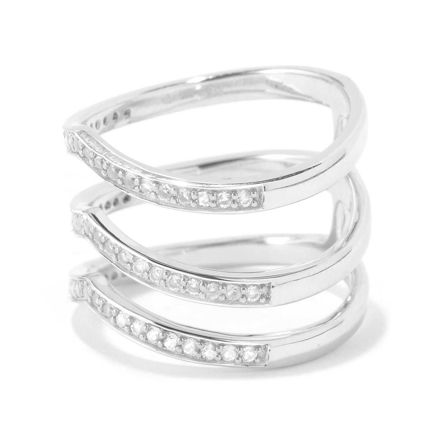 Sterling Silver 925 White Natural Zircon Ring - Pinctore