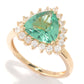 Pinctore 14K Gold 3.28ctw Trillion Shaped Green Apatite & White Zircon Ring - pinctore