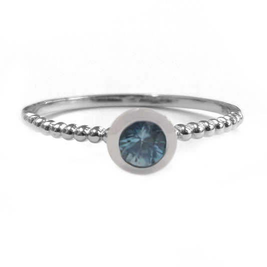 925 Sterling Silver Blue Zircon Band Ring - Pinctore