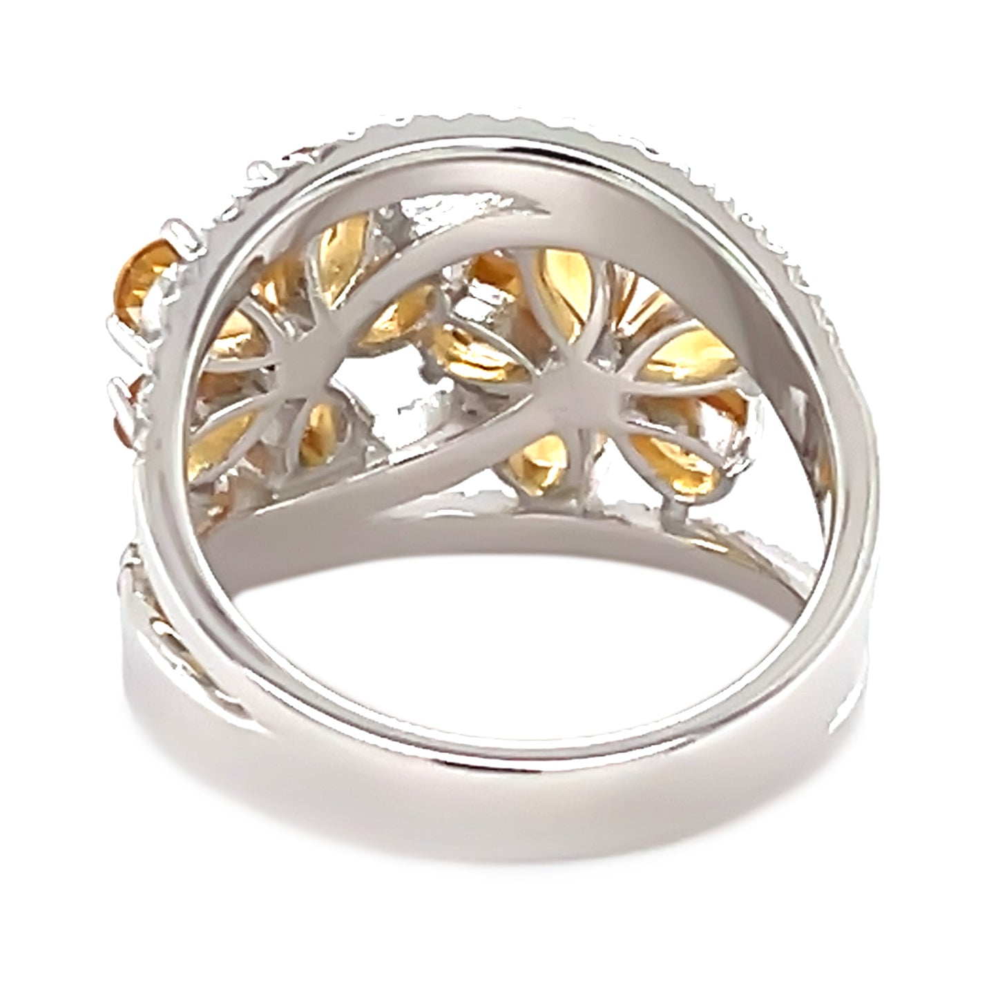 925 Sterling Silver Citrine, Created White Sapphire Ring - Pinctore