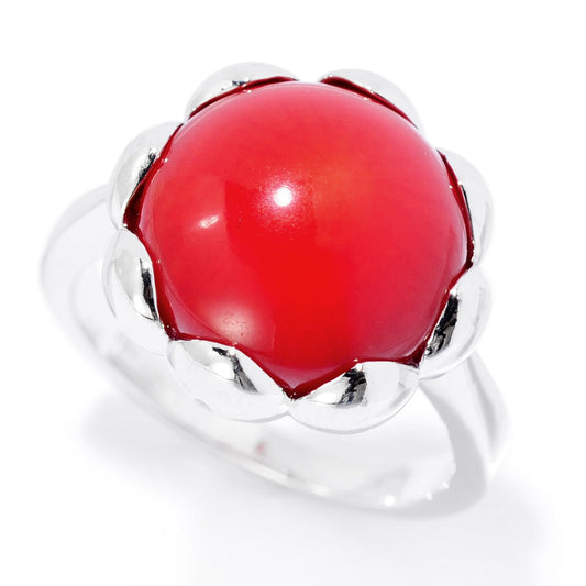 925 Sterling Silver Bamboo Coral Ring - Pinctore