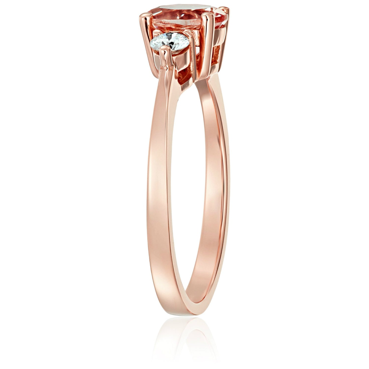 Pinctore 14k Rose Gold Morganite And Diamond 3-stone Engagement Ring - pinctore