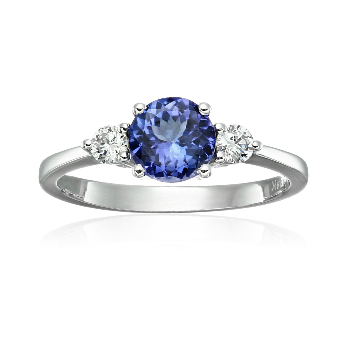 14k White Gold AAA Tanzanite And Diamond 3-stone Engagement Ring (1/5cttw, H-I Color, SI2 Clarity), - pinctore