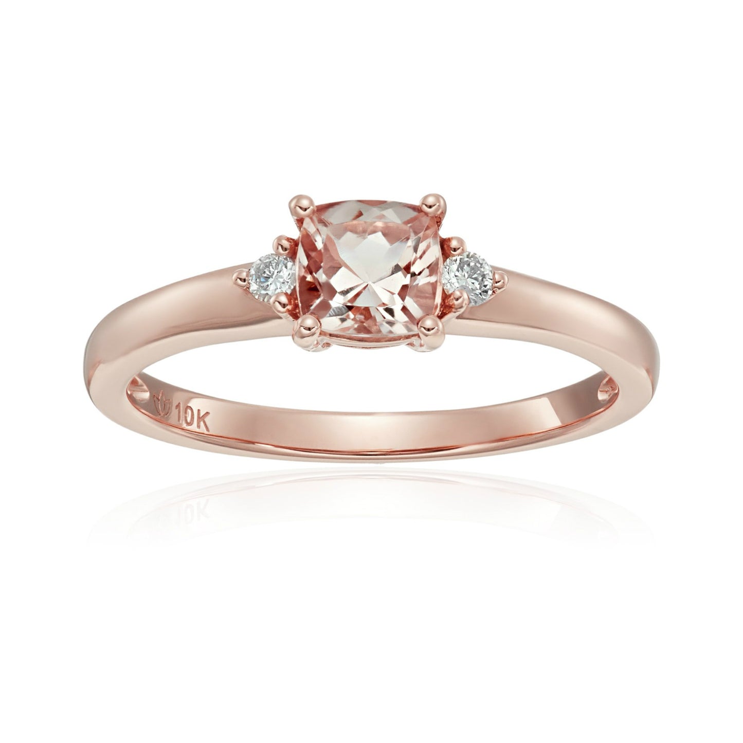 10k Rose Gold Morganite and Diamond Accented Classic Solitaire Engagement Ring - pinctore