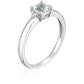 10k White Gold Aquamarine and Diamond Accented Classic Solitaire Engagement Ring - pinctore
