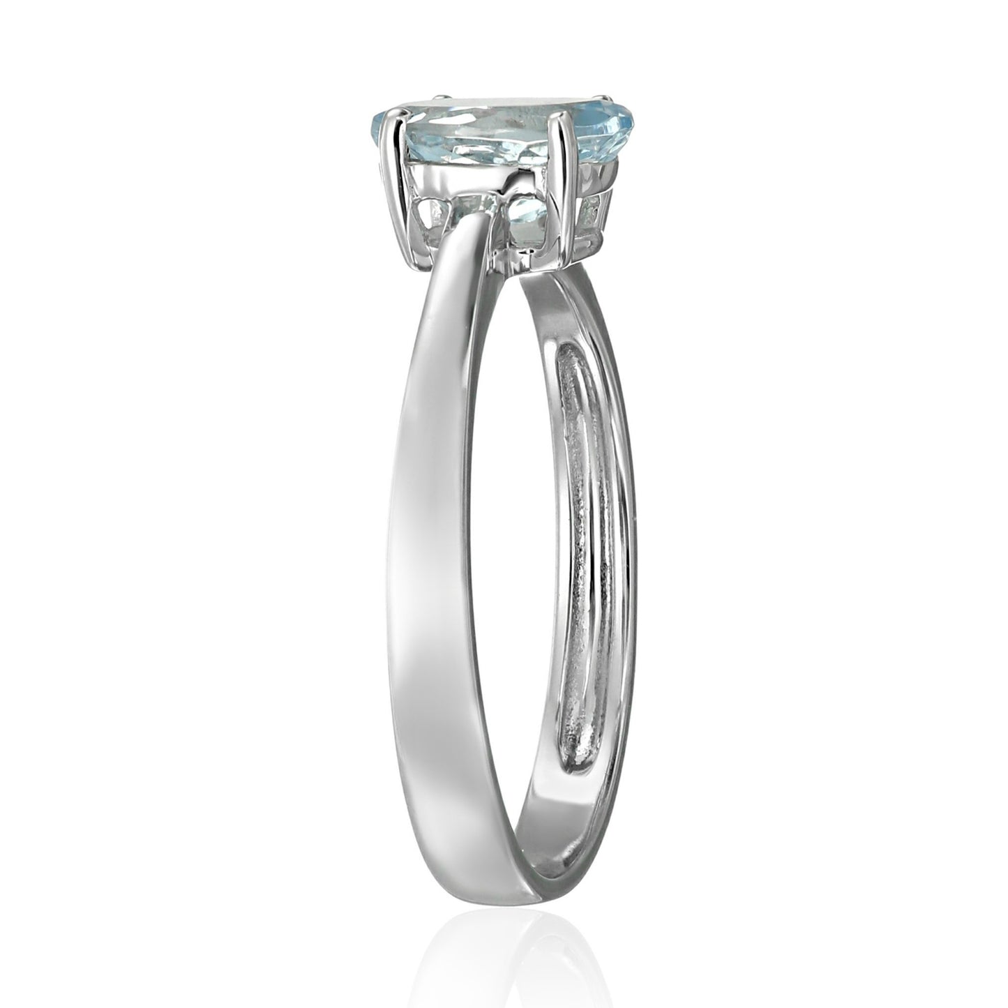 10k White Gold Aquamarine Oval Solitaire Engagement Ring - pinctore