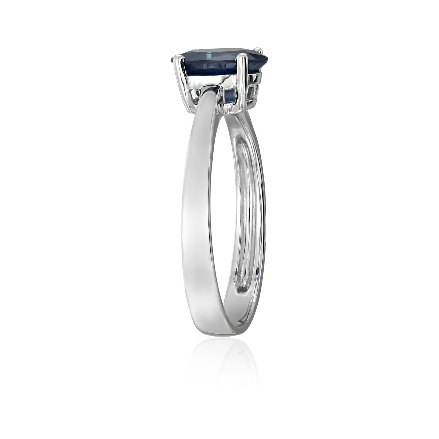 Pinctore 10k White Gold Genuine Blue Sapphire Solitaire Engagement Ring - pinctore