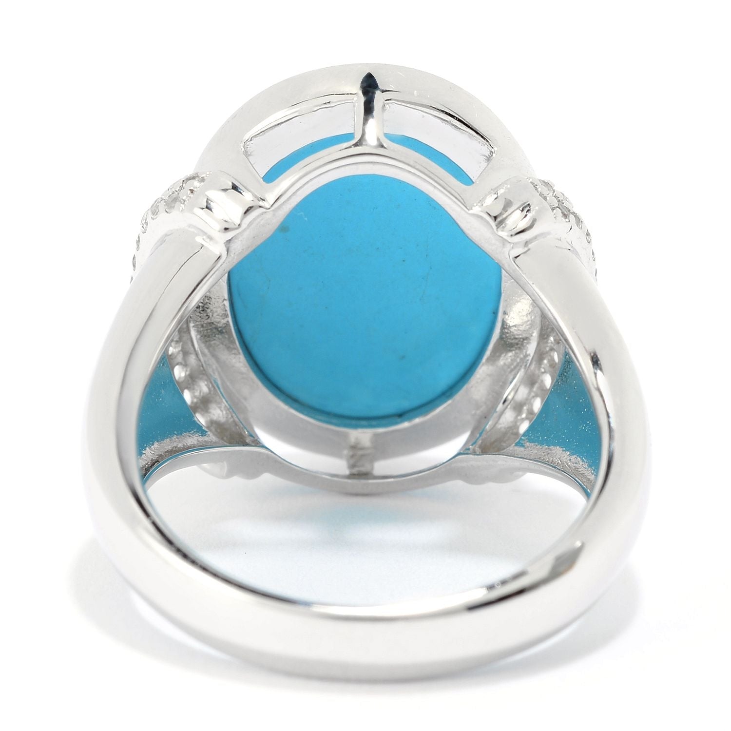 925 Sterling Silver Sonora Beauty Turquoise, White Natural Zircon Ring - Pinctore