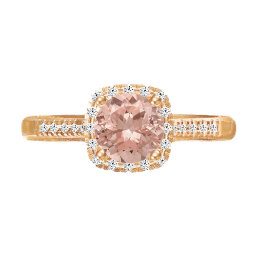 10kt Rose Gold Morganite with Diamond Ring - Pinctore