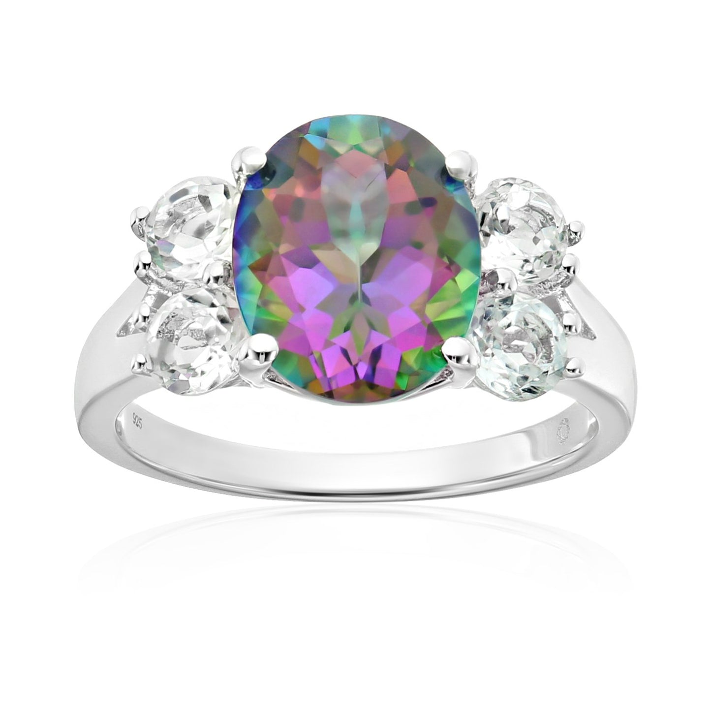 Pinctore Sterling Silver Mystic Topaz Solitaire Engagement Ring - pinctore