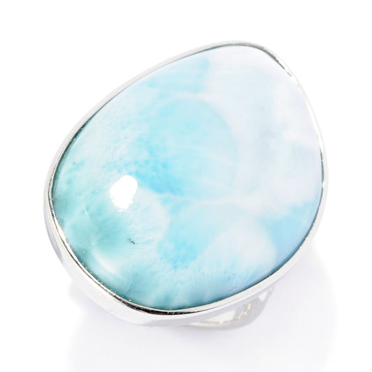 Pinctore Sterling Silver 27 x 20mm Freeform Larimar Ring - pinctore