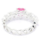 Pinctore Sterling Silver 2.40ctw Bahaman Pink & White Topaz Heart Band Rings