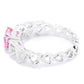 Pinctore Sterling Silver 2.40ctw Bahaman Pink & White Topaz Heart Band Rings