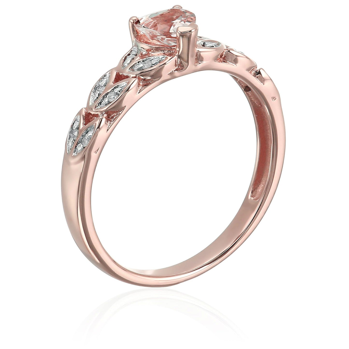10kt Rose Gold Morganite & Diamond Heart Engagement Ring - Pinctore
