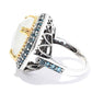 925 Sterling Silver London Blue Topaz, Rainbow Moonstone Ring - Pinctore