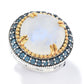 925 Sterling Silver London Blue Topaz, Rainbow Moonstone Ring - Pinctore