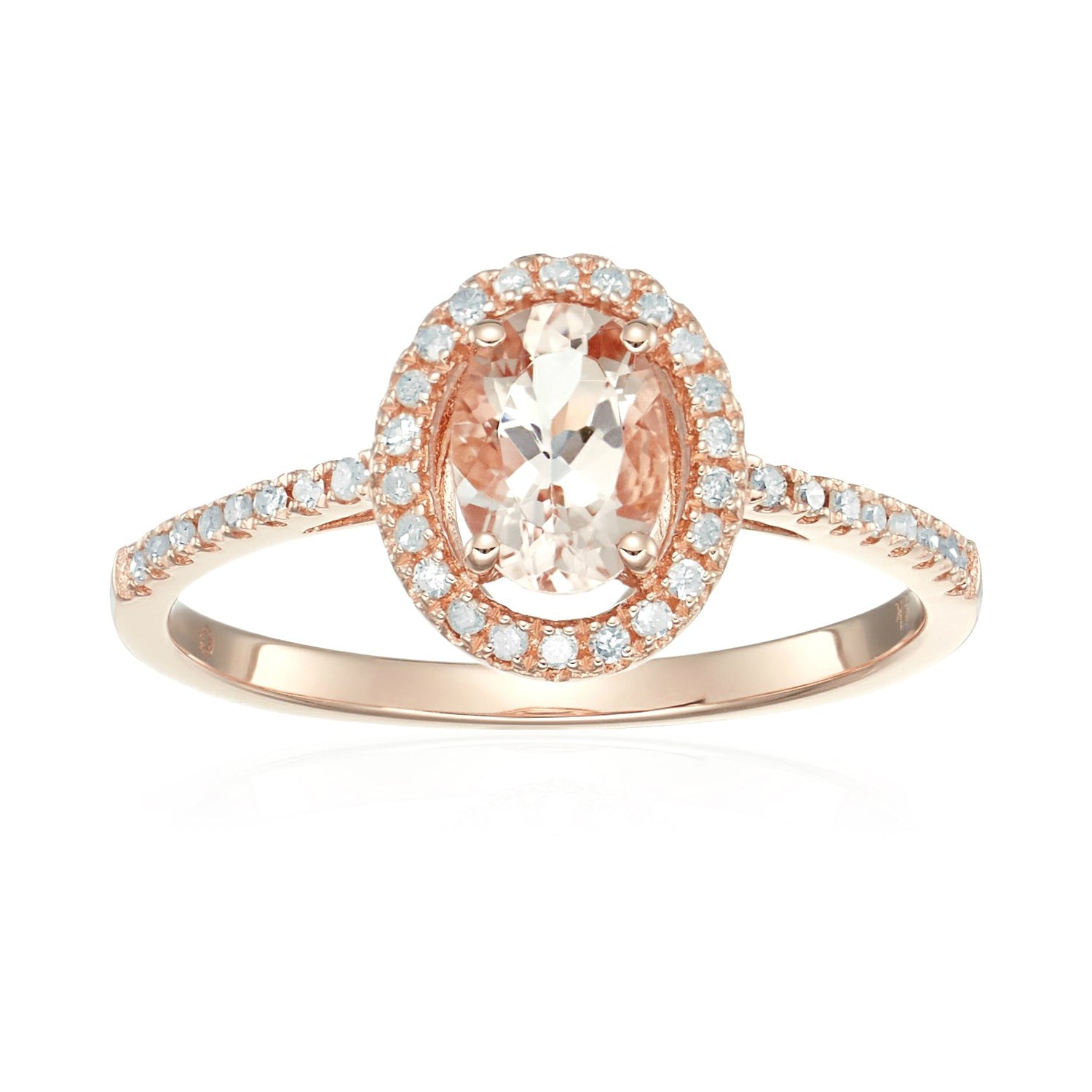 Pinctore 14k Rose Gold Morganite & Diamond Engagement Ring - pinctore