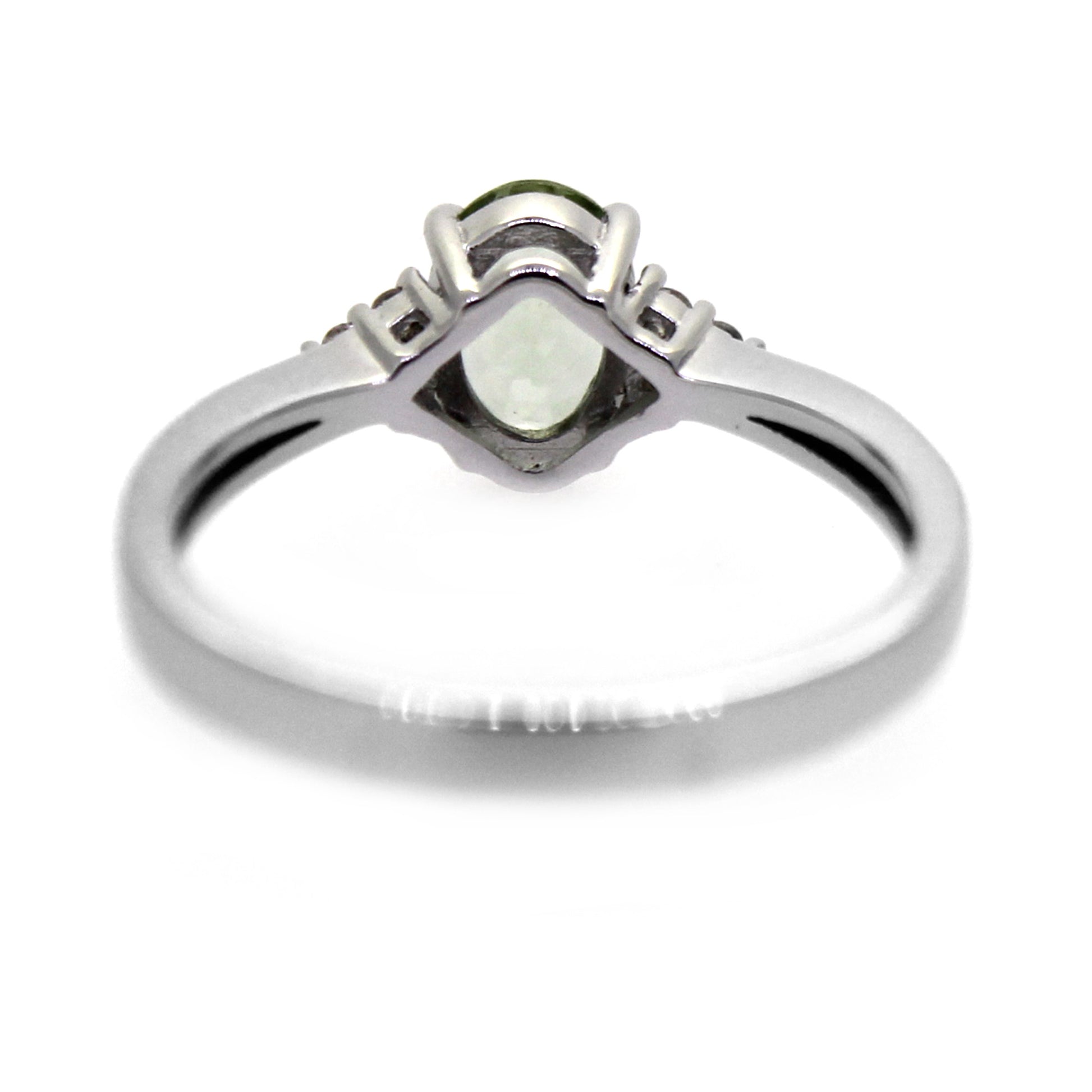 925 Sterling Silver Green Tourmaline, White Natural Zircon Ring - Pinctore