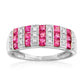 14Kt White Gold Ruby, Diamond Band Ring - Pinctore