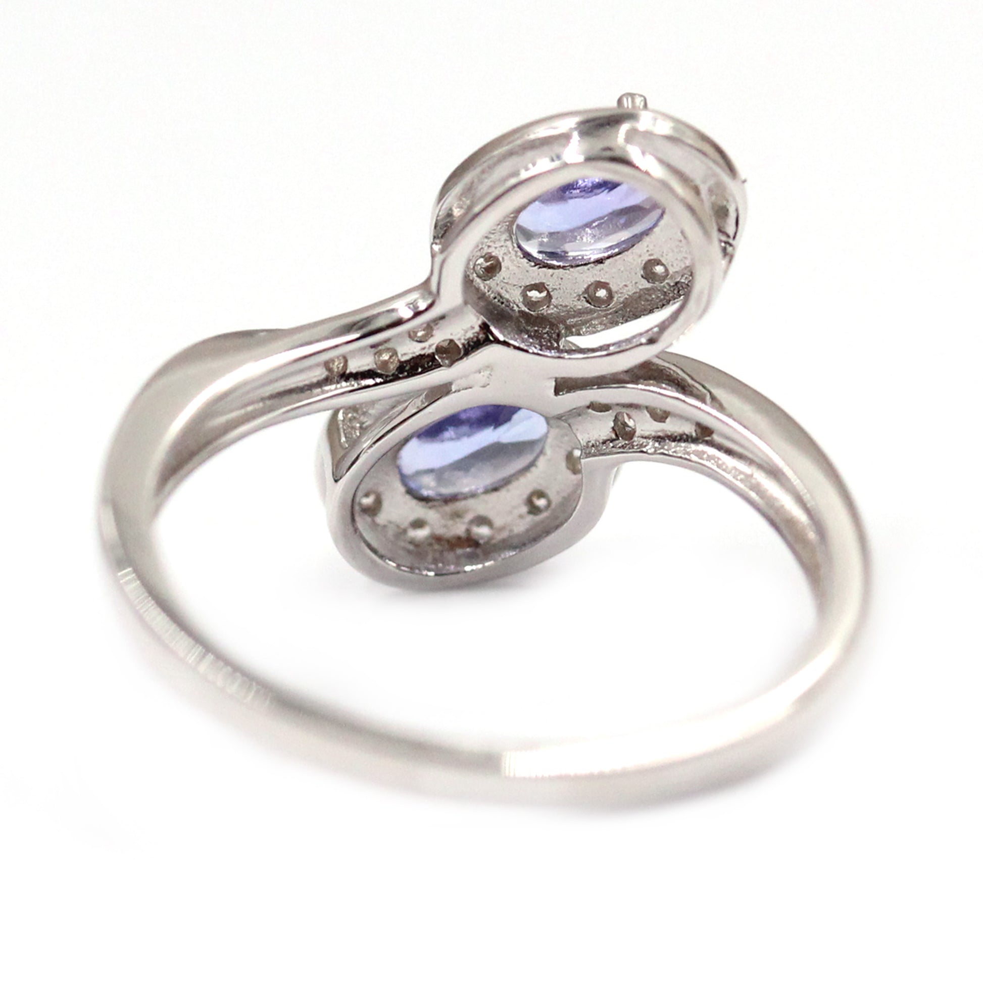 925 Sterling Silver Tanzanite, White Natural Zircon Ring - Pinctore