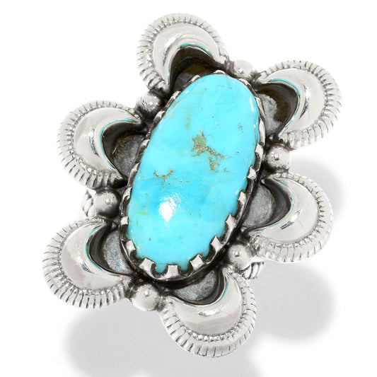 925 Sterling Silver Blue Mohave Turquoise Ring - Pinctore