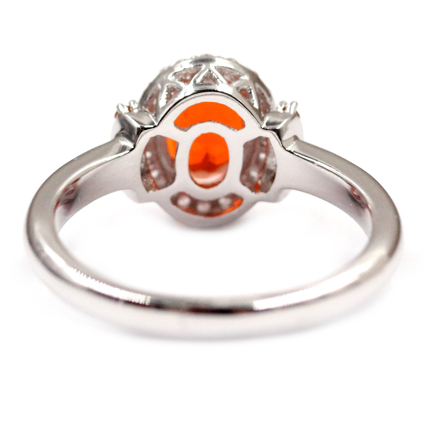 925 Sterling Silver White Natural Zircon, Orange Opal, Madeira Citrine Ring - Pinctore