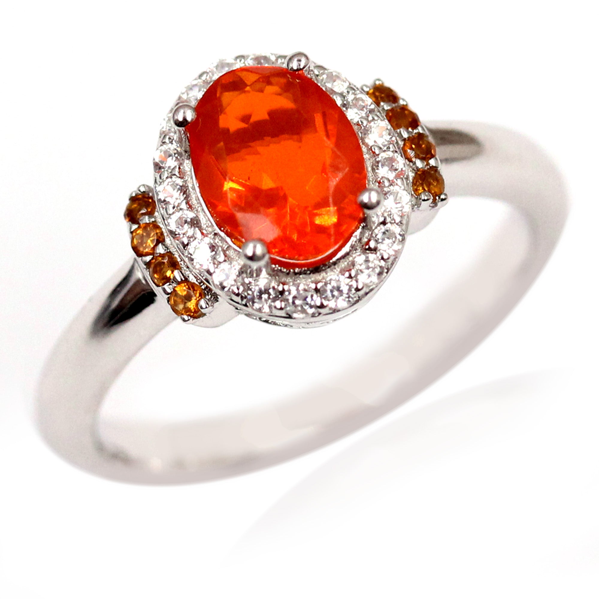 YULEM 925 Sterling Silver Natural Orange Fire Opal Ring Silver Engagement  Women Rings 7X7MM Orange Color - AliExpress