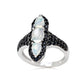 Sterling Silver 925 Ethiopian Opal, Black Spinel Ring - Pinctore